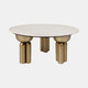 18992-02#Metal, 36" Marble Top Coffee Table, Gold/white,kd
