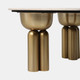 18992-02#Metal, 36" Marble Top Coffee Table, Gold/white,kd