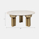18992-02#Metal, 36" Marble Top Coffee Table, Gold/white,kd