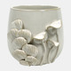 18996#Cer, 6" Mushroom Applique Planter, Ivory