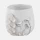 18996#Cer, 6" Mushroom Applique Planter, Ivory