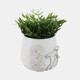 18996#Cer, 6" Mushroom Applique Planter, Ivory