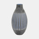 18986#Glass, 17" Ridged Vase, Blue/gray