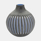 18987#Glass, 12" Ridged Vase, Blue/gray