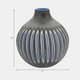 18987#Glass, 12" Ridged Vase, Blue/gray