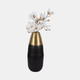 19059-01#Metal, 20" 2-tone Floor Vase, Black/gold