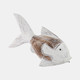 19003#Wood, 11" Flounder Fish, Natural/white