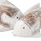 19003#Wood, 11" Flounder Fish, Natural/white