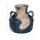 19008-03#Terracotta, 12" Triple Handle Jug, Blue/ivory