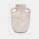 19009-02#Terracotta, 7" Double Handle Vase, Ivory