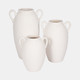 19079-02#Cer, 13" Textured Jug W/ Handles, White