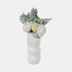 19102-02#Cer, 12" Waffle Texture Organic Vase, White