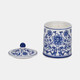 80294#Cer, 6" 8oz Chinoiserie Scntd Candle W/lid,wht/blu