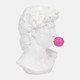 19092#Resin, 13" Greek God Head W/gum, White