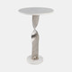 19129-01#Metal,24"twisted Base Accent Table,white/silver Kd