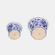 19141#Cer, S/2 6/8" Chinoiserie Pot Planters, Blue/wht