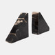 19147#S/2 6" Triangular Petrified Wood Bookends, Natural