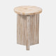 19151-02#Petrified Wood And Teak 20" Accent Table, Cream