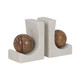 EV19393#S/2 6" Rikard Marble Bookends, White/brown