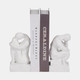 19613-02#S/2 7" Thinking Man Bookends, White