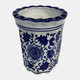 80302# 4", 7oz Fluted Chinoiserie Candle , Blue/white