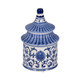 80306#8" 9oz Plumeria Chinoiserie Pagoda Candle,blu/wht