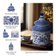 80306#8" 9oz Plumeria Chinoiserie Pagoda Candle,blu/wht