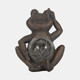 20155#7" Frog With Solar Orb, Antique Copper