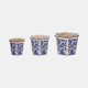 20229-02#S/3 8/10/12" Chinoiserie Bird Planters, Blue/white