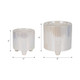 20257#S/2 6/8" Iridescent Line Footed Planters, Ivory