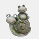 20289#14" Frog Sitting On Snail With Solar Eyes, Grey