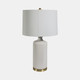 51317#29" Dahlia Flower Applique Table Lamp, Cream/gold