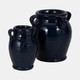 20337-01#8" Vase With Handles, Navy Blue