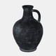 20338-02#12" Weathered Terracotta Jug With Handle, Black