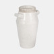 20339-02#14" Squared Handle Crackle Vase, White/