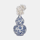 20372-02#14" Cherry Blossom Chinoiserie Gourd Vase, Blue/wh