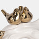 20414#14" Birds Sitting On Branch, White/gold