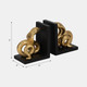 20435#S/2 6" Snake Bookends, Gold/black