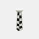 20443-06#12" Checkerboard Pillar Candleholder, White/black