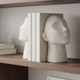 20465#S/2 9" Textured Head Up Bookends, White