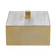 20557#6" Square Selenite Top Box, White/gold