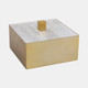 20557#6" Square Selenite Top Box, White/gold