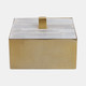20557#6" Square Selenite Top Box, White/gold