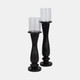 20562-02#27" Traditional Hurricane On Pedestal, Black