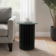20579-02#20" Large Ribbed Accent Table Marble Top, Blk/grn