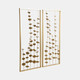 20593#S/2 32" Small Blooms Metal Wall Panels, Gold