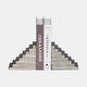 20631#S/2 6" Striped Steps Bookends, Black/white