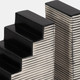 20631#S/2 6" Striped Steps Bookends, Black/white