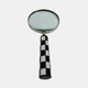20638-03#4" Checkerboard Handle Magnifying Glass, Black/whi