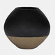 15230-13#11" Color Block Round Vase, Black/brass Antique
